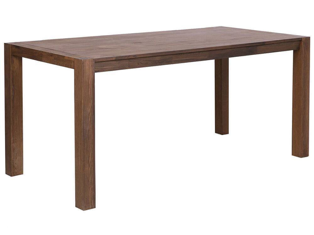 Beliani Jedálenský stôl z dubového dreva 150 x 85 cm tmavé drevo NATURA